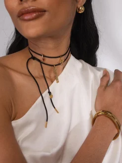 Schwarze Satin Kette