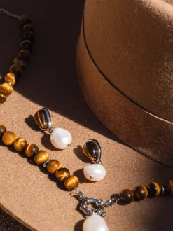 Tiger's Eye Pearl Perlenohrringe